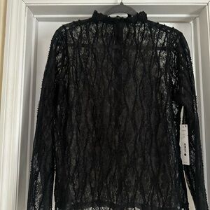 Aqua Black Sheer Lace Blouse